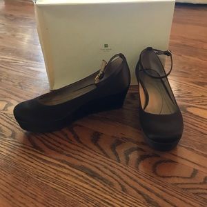 Kate Spade brown satin wedge shoes (7.5)